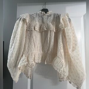 doen back button eyelet peplum top